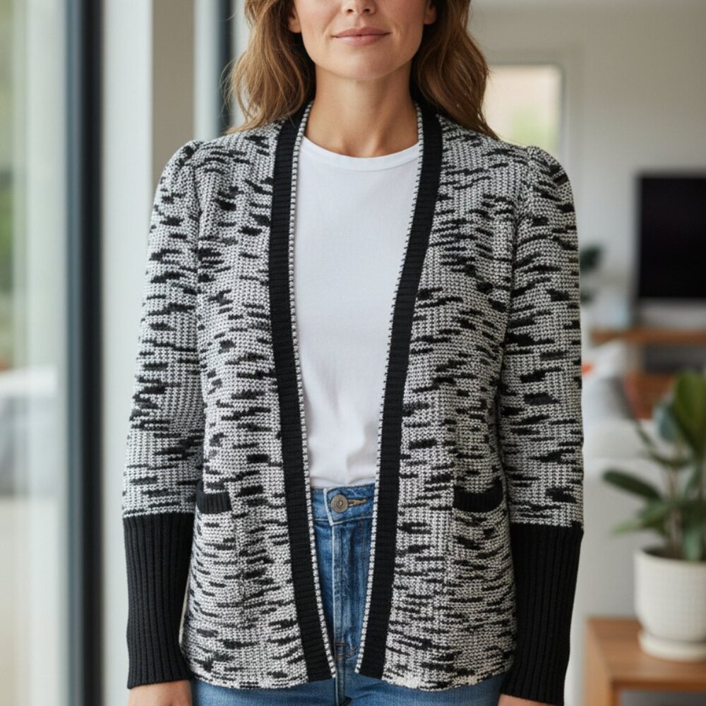 Nic & Zoe Knit Textured Open Front Cardigan Size PS